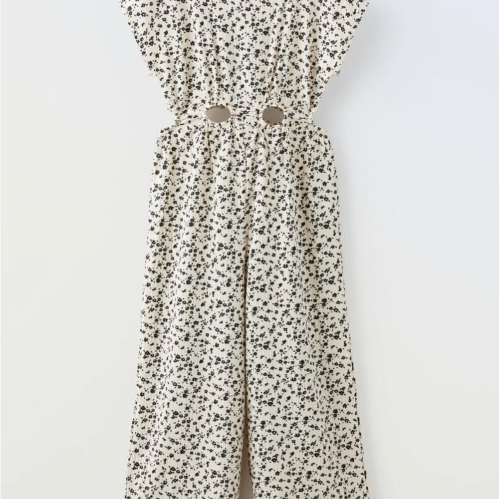 Zara Black and White Floral Jumpsuit